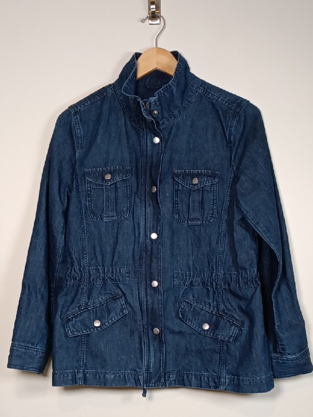 Talbots Lyocell/Cotton/Linen Lightweight Indigo Denim Anorak Jacket Small
